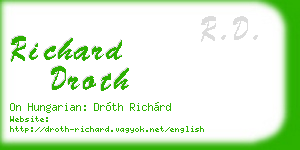 richard droth business card